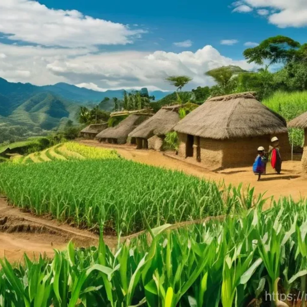켄트 허버드 플래너리 호주 과학자 소개 - **Prompt:** A vibrant depiction of an early agricultural settlement nestled within the lush, fertile...