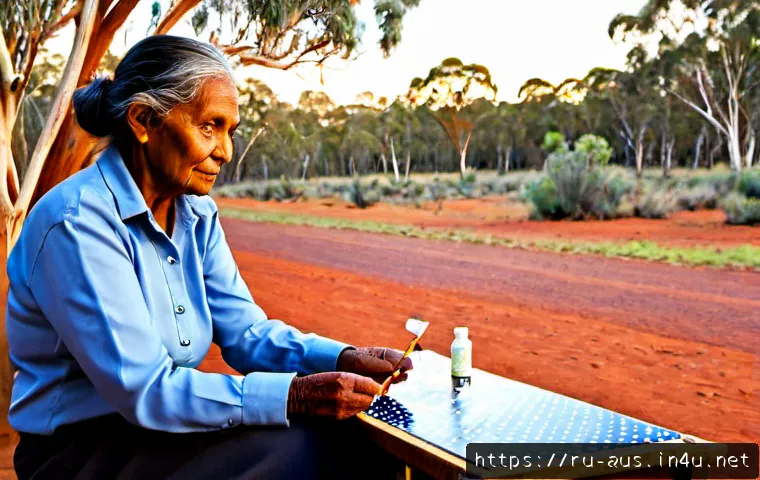 Home 17 오스트레일리아 원주민 애버리지니 문화 - Photorealistic respectful cultural scene of an Aboriginal Australian elder wearing modest contempora...